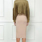 Trendsi - Veveret Suede Fringe Long Sleeve Moto Jacket
