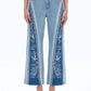 Bayeas - High Rise Embroidered Patchwork Jeans