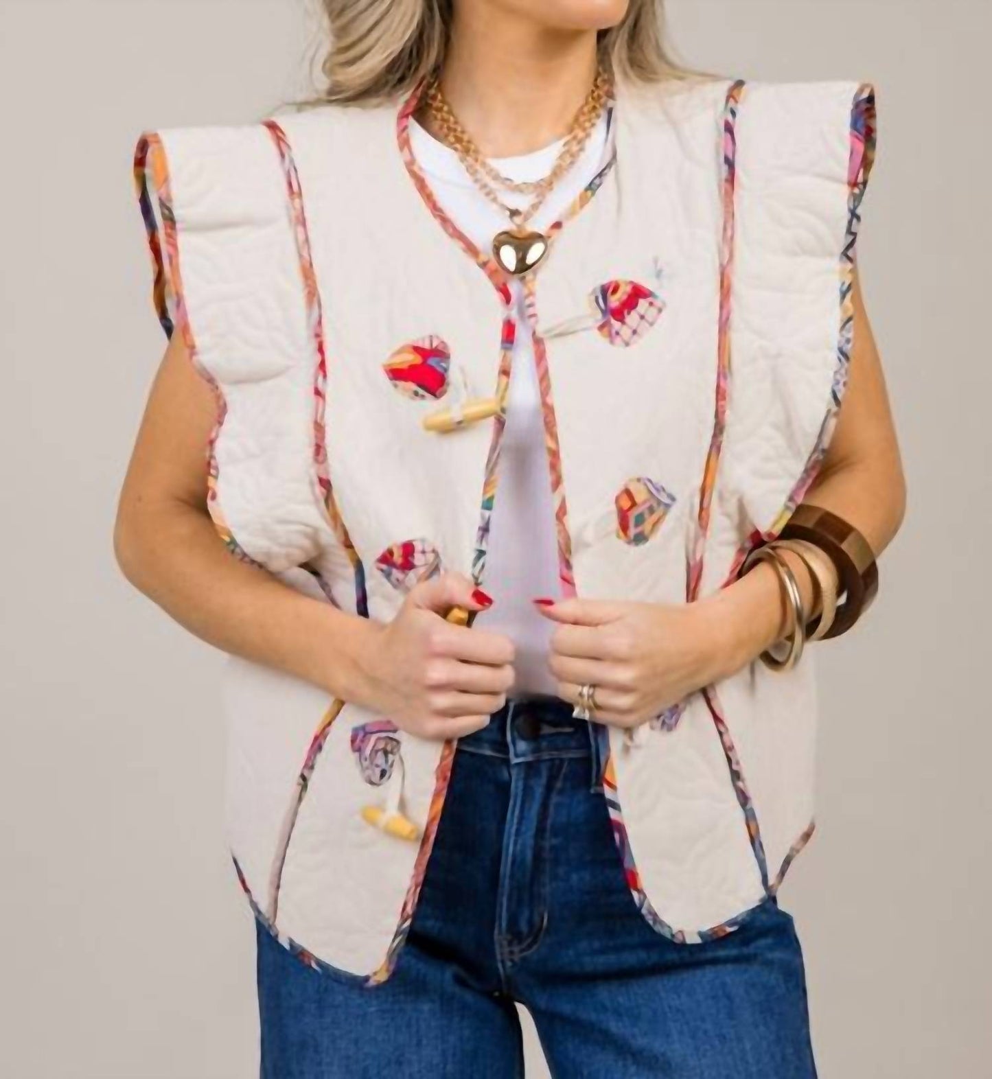 &Merci - Print Binding Quilted Vest