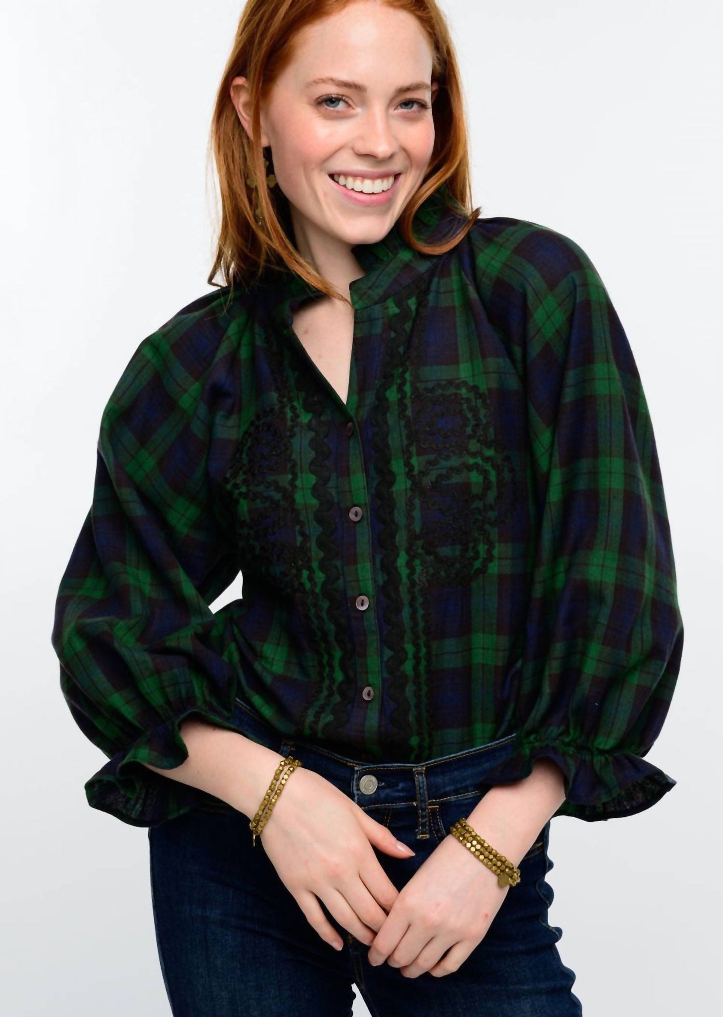 Sister Mary - Women's Rosa Plaid Trimmed Shirt