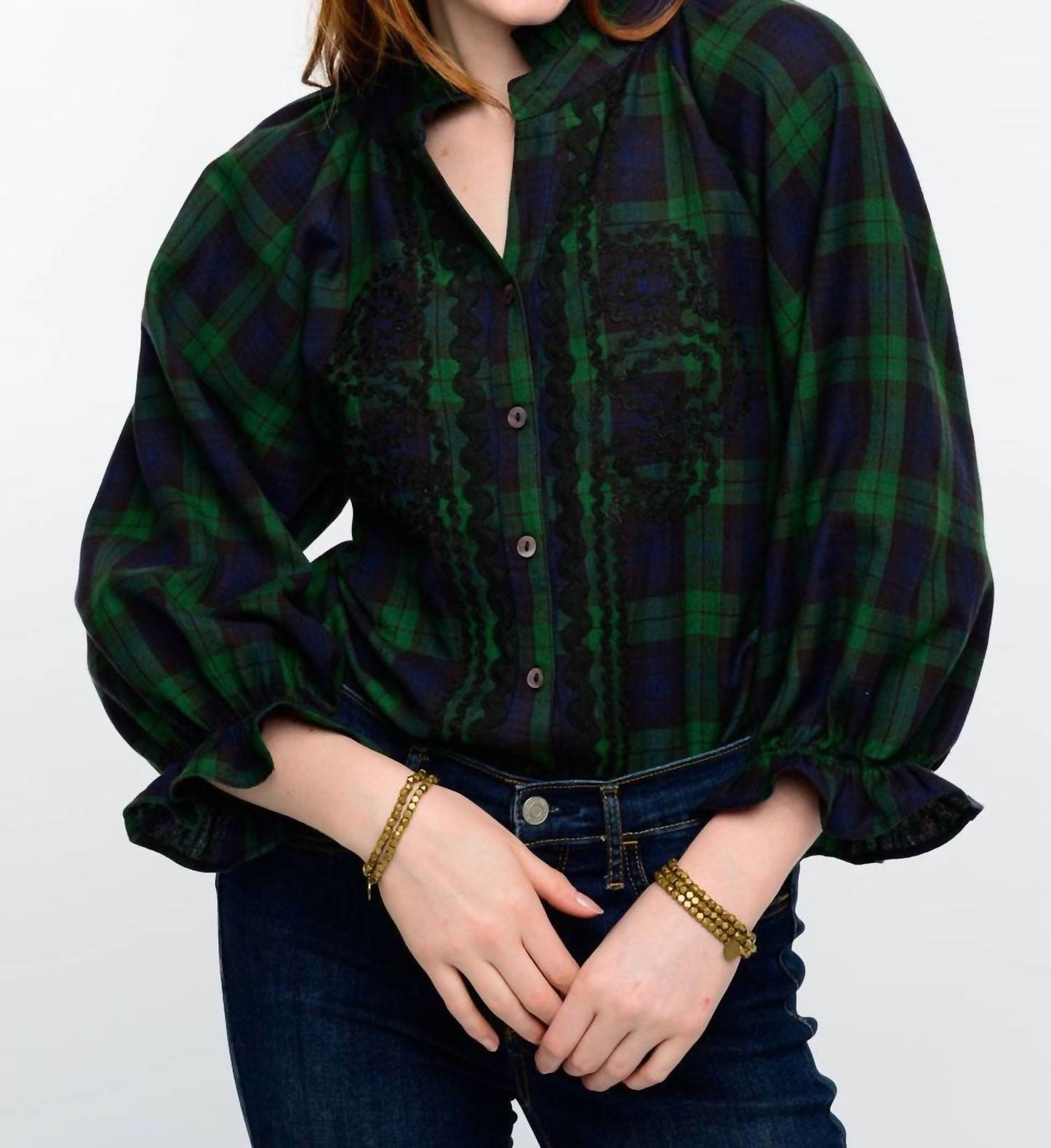 Sister Mary - Women's Rosa Plaid Trimmed Shirt