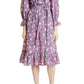 MILLE June Floral Print Ruffle Cotton Dress in Purple Rose, Size Medium