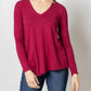 Lilla P - Long Sleeve Asymmetrical Hem V-neck Top