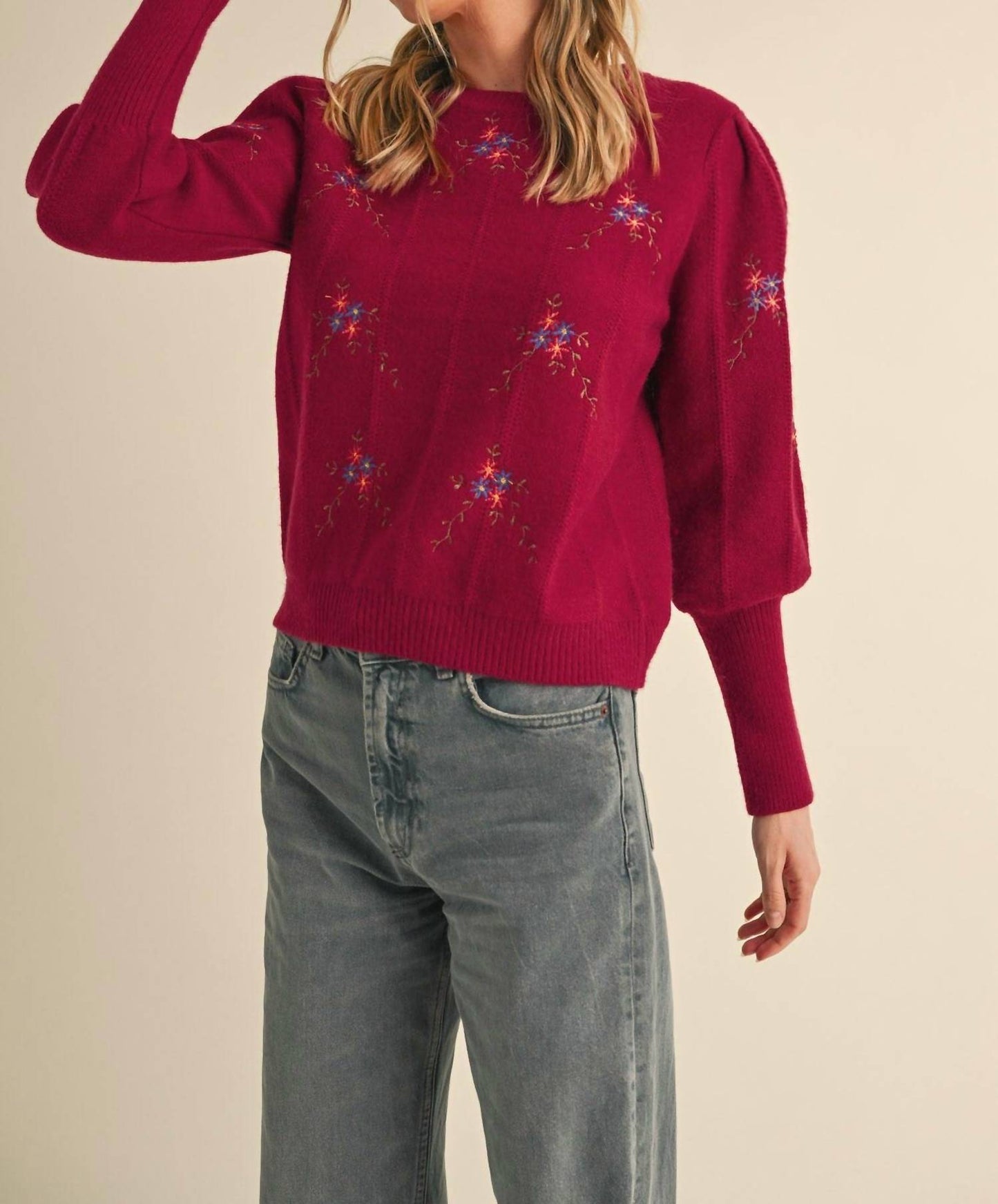 &Merci - Floral Embroidery Sweater