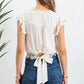 Blu Pepper - Scallop Lace Trim Back Tie Short Sleeve Crop Top