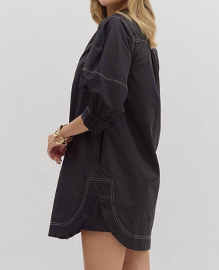 Entro - Zip Lantern Sleeve Mini Dress