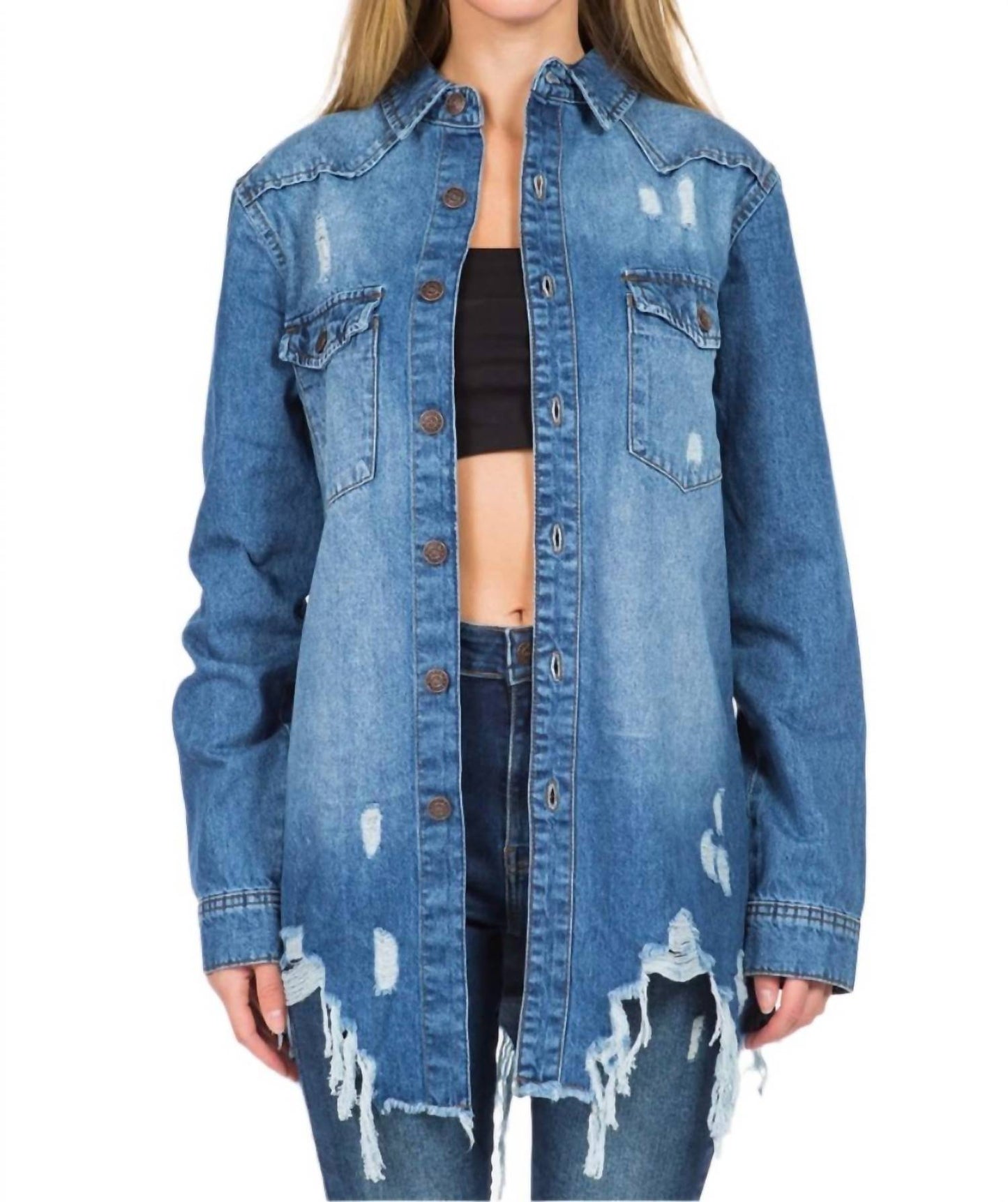 American Bazi - Chic Distressed Denim Jacket