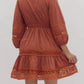 Entro - Rust Lace Inset Smocked Waist Short Dress