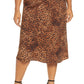 Plus Size Women's Bobeau Lyndon Satin Bias Skirt, Size 3X - Brown