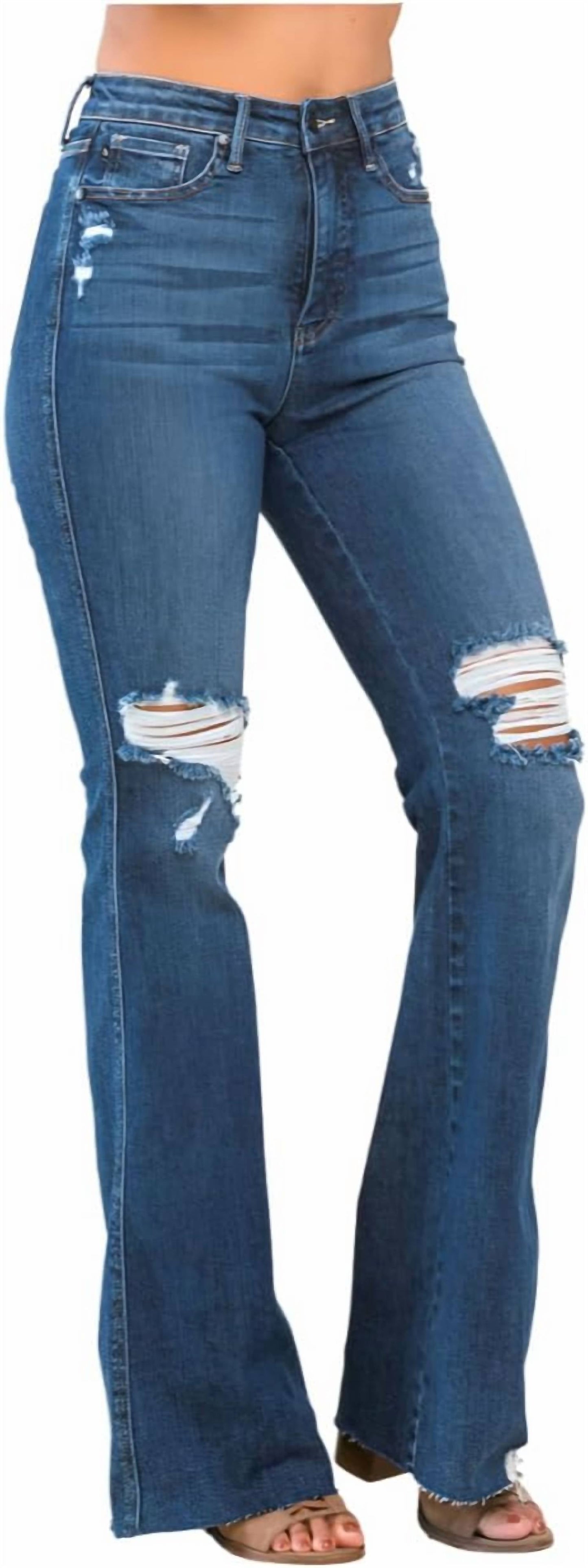 Judy Blue - High Rise Control Top Distressed Flare Jeans
