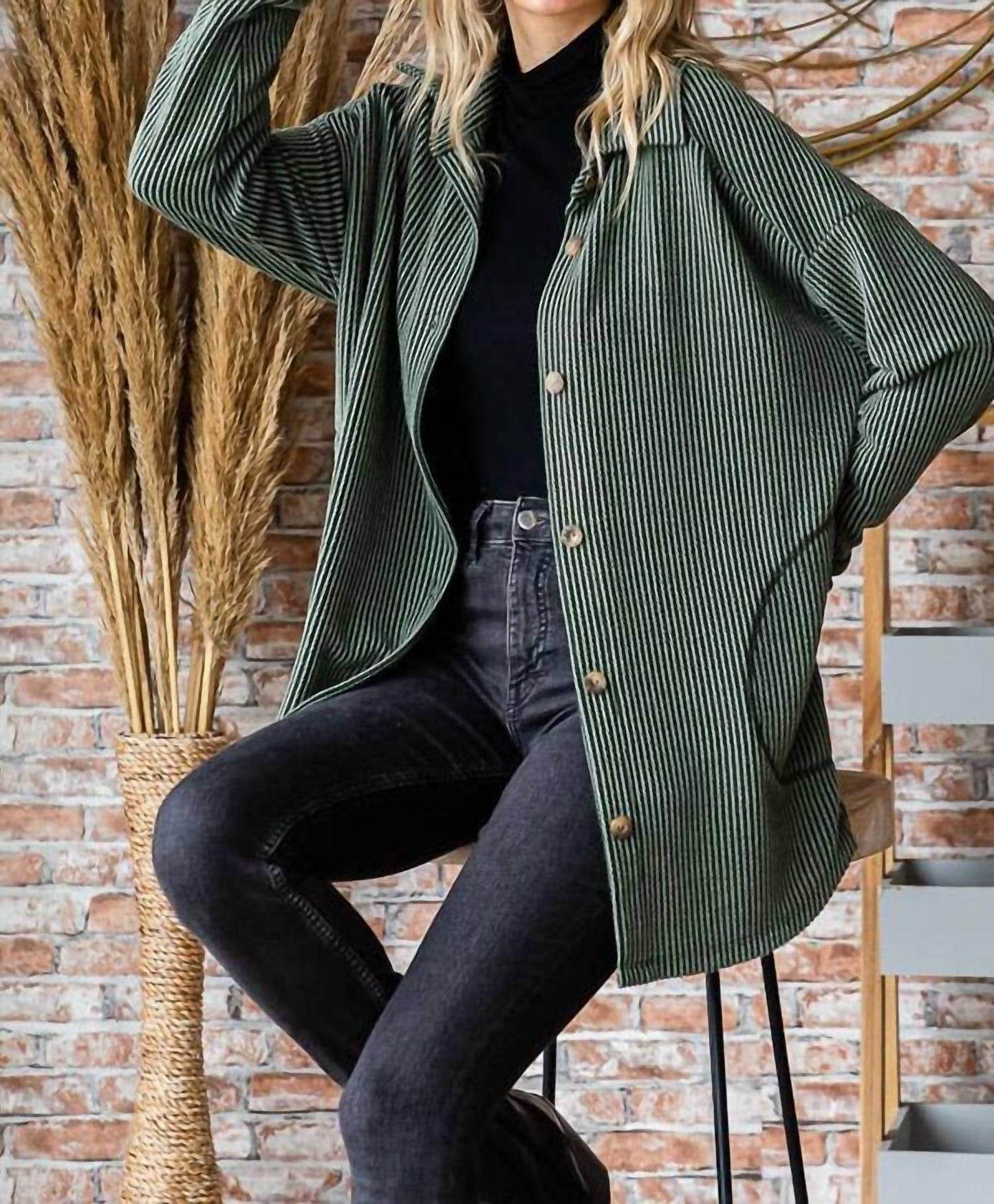 7Th Ray - Plus Size Ribbed Button-front Cozy Cardigan