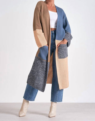 Elan - Colorblock Long Cardigan