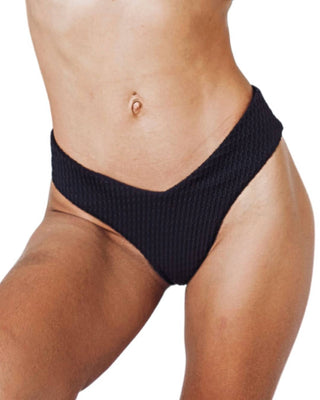 Gigizara - Women's Midnight Surf Bikini Bottom Vintage High-waist Surf Chic