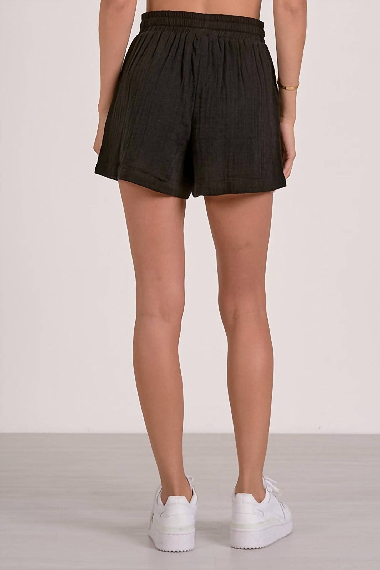 Elan - Gauze Drawstring High Waist Shorts