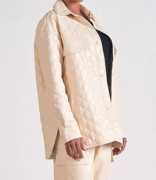 Elan - Faux Leather Quilted Jacket