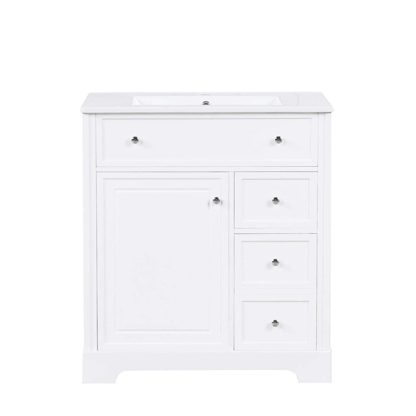 Bathroom Vanity With Sink Top, Cabinet With Door And 2 Drawers - White
