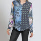 Apny - Mixed Print Button-up Blouse