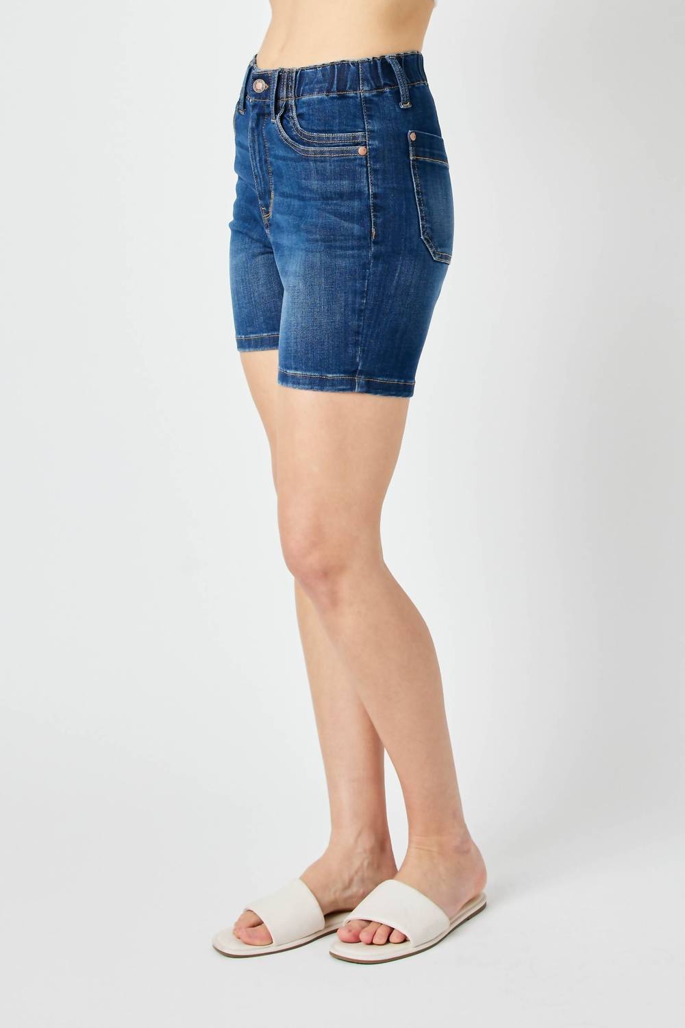 Judy Blue - High Waist Elastic Waist Mid Length Shorts