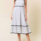 Doe And Rae - Striped Rick Rack Trimmed Tiered Midi Dress