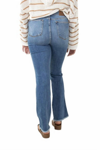 Judy Blue - High Waist Distressed Fray Hem Bootcut Jeans