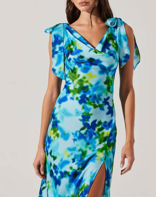 Astr - Allexina Satin Cowl Neck Midi Dress