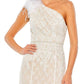Mac Duggal - Feather One Shoulder Lace Dress Formal Gown