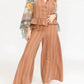 Aratta - Mariah Wide Leg Pants With Sequin Embroidered Floral Trim On Waistband