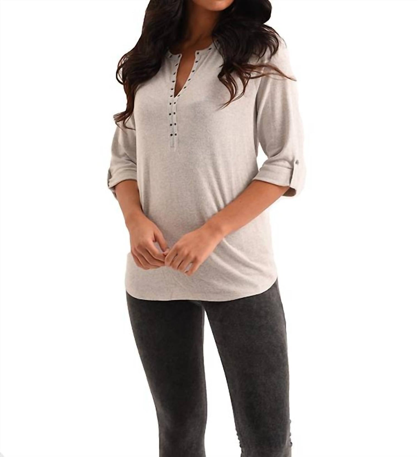 French Kyss - Emma Grommet V-Neck Kashmira Top