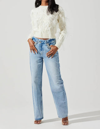 Astr - Almeida Feather Cable Knit Sweater