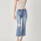 Risen - High Waist Distressed Cropped Bootcut Jeans