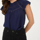 Blu Pepper - Women's Line Lace Trim Ruffle Detail Short Sleeve Blouse