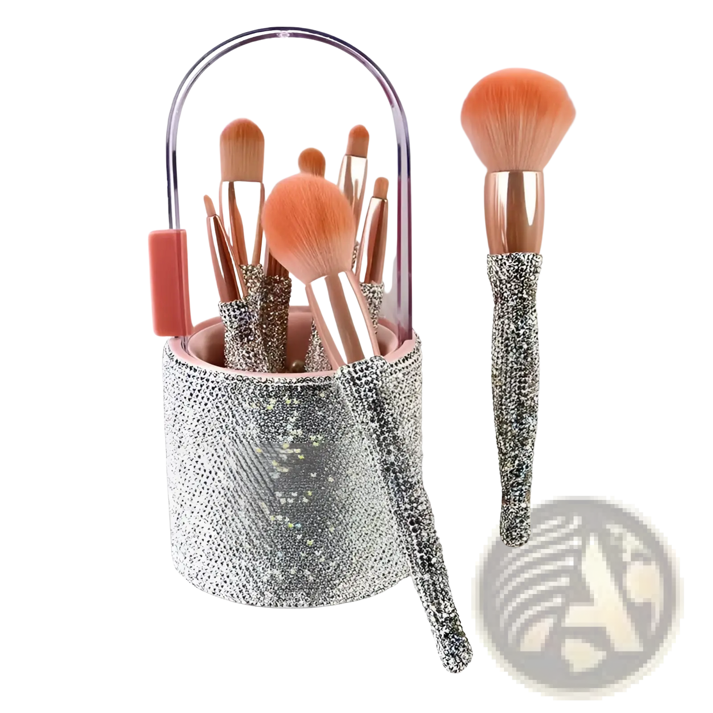 Diamond Makeup Brush Set with Rhinestone Storage Case