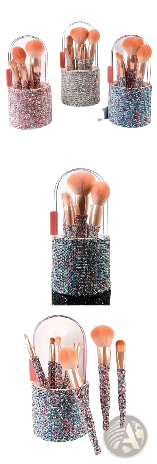 Diamond Makeup Brush Set with Rhinestone Storage Case