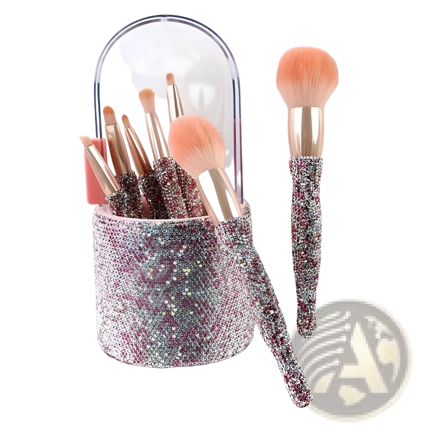 Diamond Makeup Brush Set with Rhinestone Storage Case