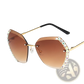 Diamond Studded Rimless Polygonal Gradient Sunglasses