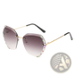 Diamond Studded Rimless Polygonal Gradient Sunglasses
