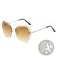 Diamond Studded Rimless Polygonal Gradient Sunglasses