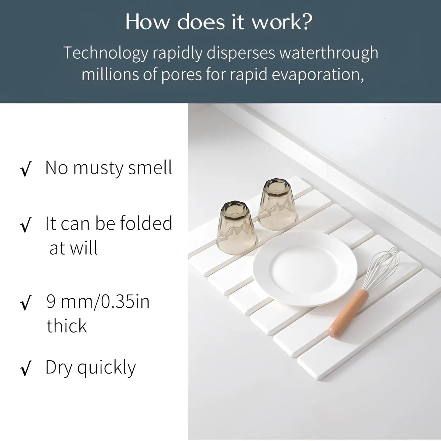 Diatomaceous Earth Foldable Stone Dish Drying Mat