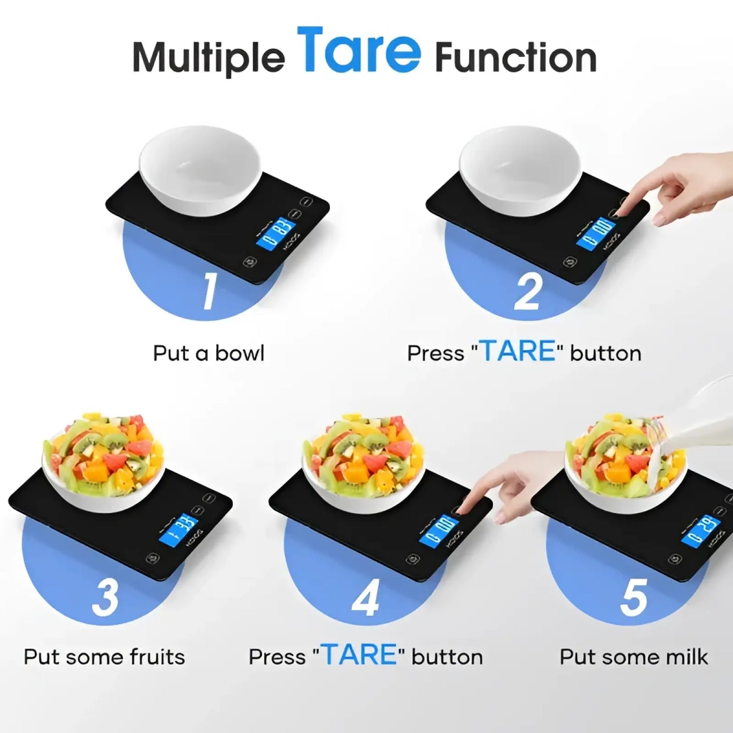 Digital Kitchen Scale 15kg Rechargeable Food Scale