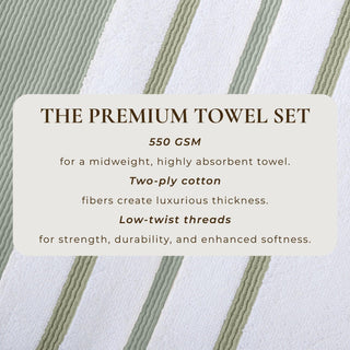 Decorative Cotton Stripe Bath Towel Set - Noelle Collection