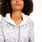 Ideology Women's Snake Print Rounded Hem Hoodie White Size XX-Large