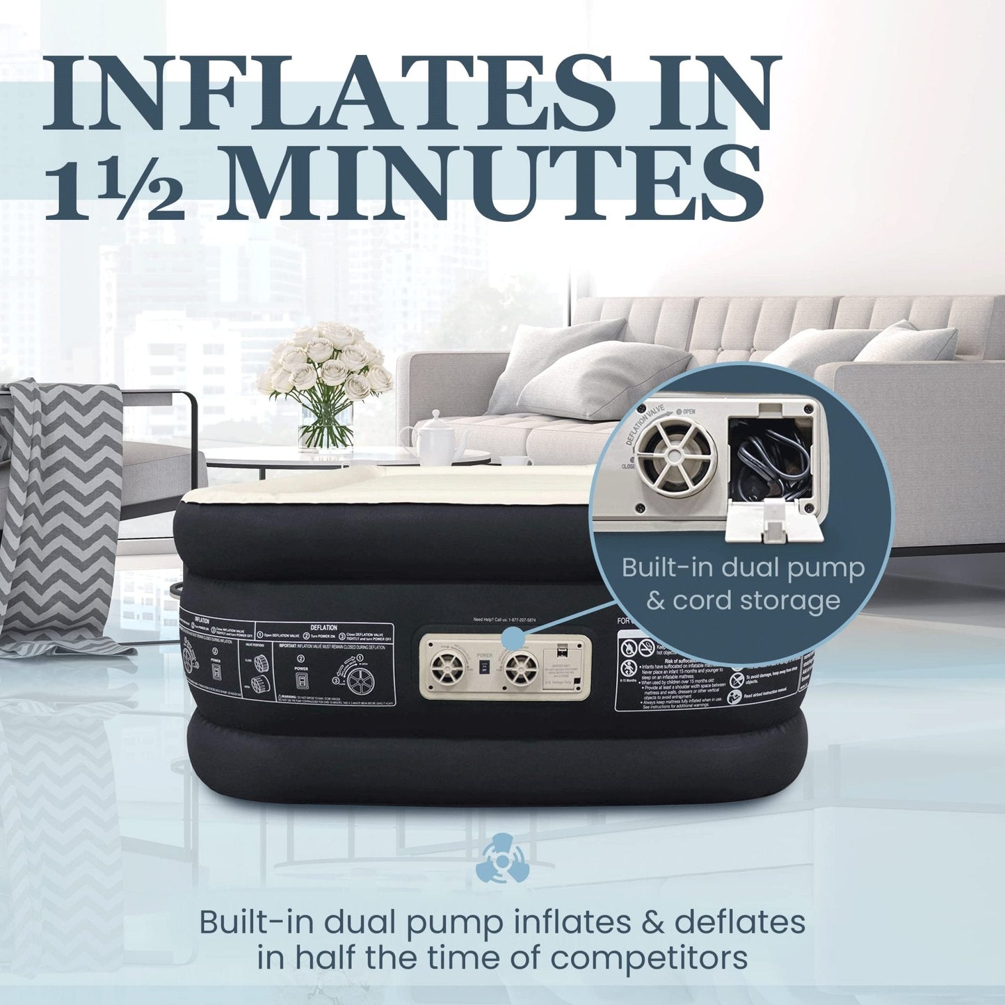 Double High Inflatable Bed for Home, Travel & Camping