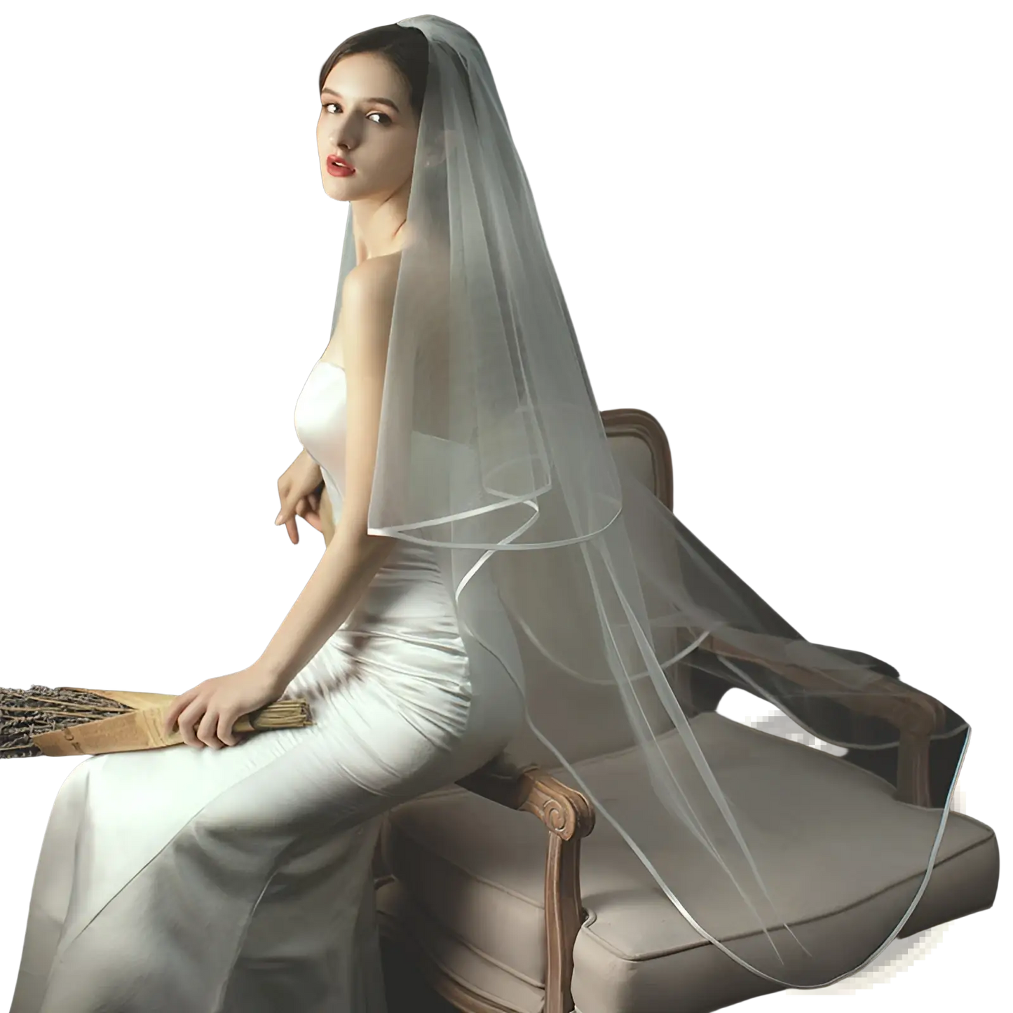 Double Layer White Tulle Short Veil with Hair Comb