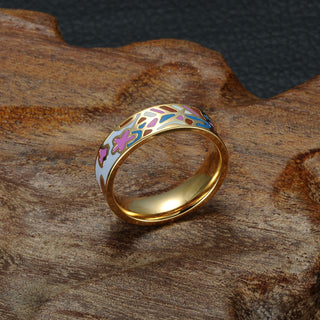 Homvare Women’s Gold Plated Handmade Enamel Ring Size 6