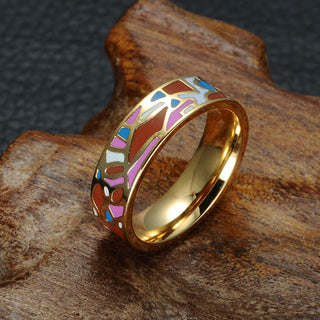 Homvare Women’s Gold Plated Handmade Enamel Ring Size 6
