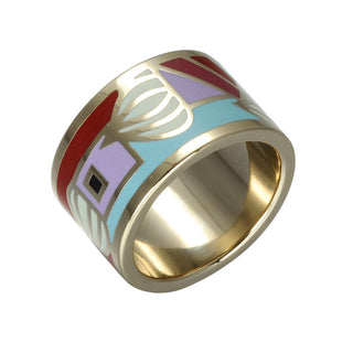 Homvare Women’s Gold Plated Handmade Enamel Ring Size 6