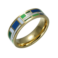 Homvare Women’s Gold Plated Handmade Enamel Ring Size 6