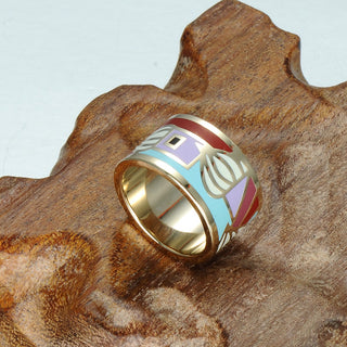 Homvare Women’s Gold Plated Handmade Enamel Ring Size 6