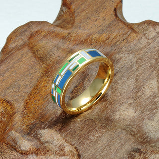 Homvare Women’s Gold Plated Handmade Enamel Ring Size 6