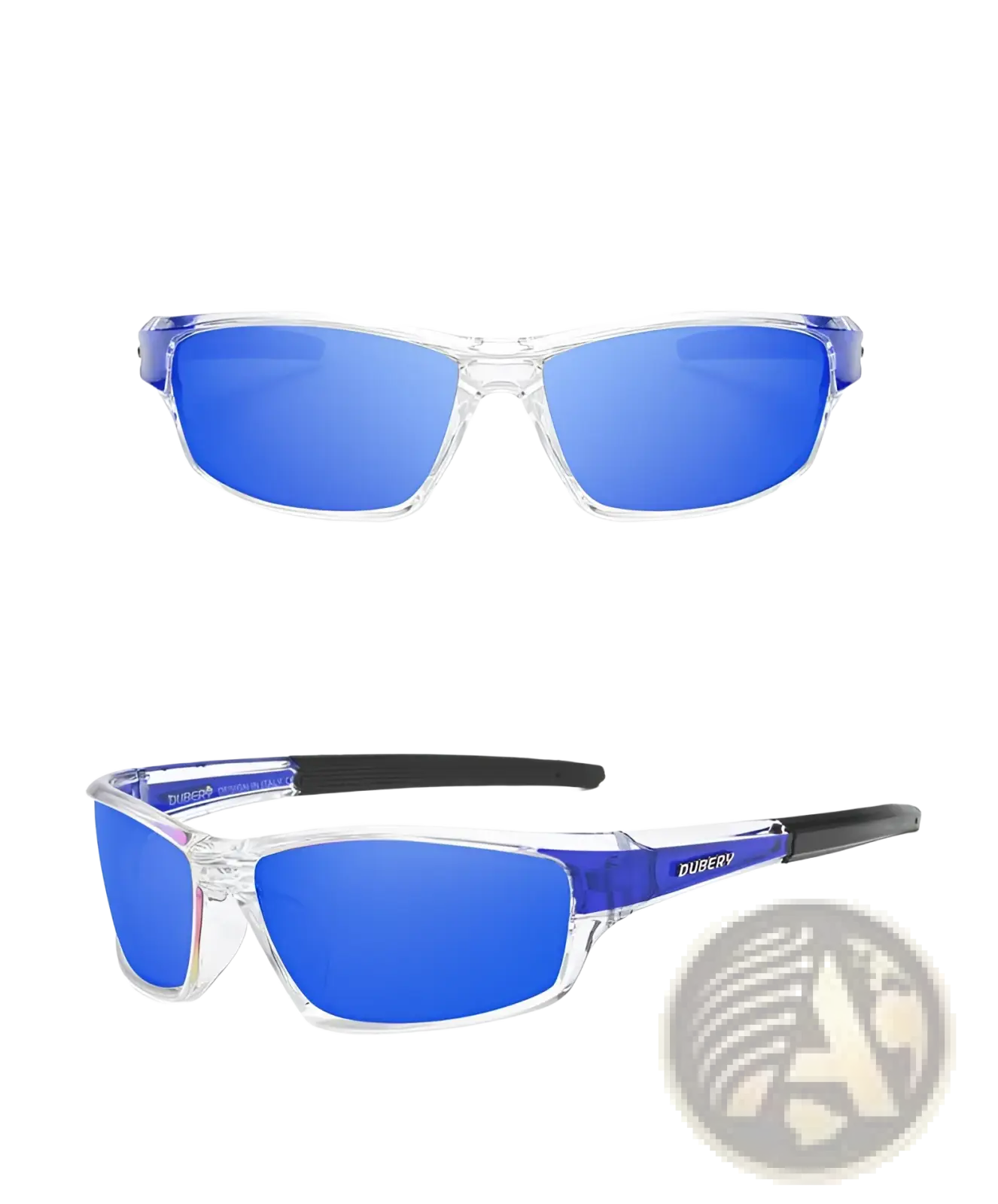 Dubery Retro Polarized Sport Sunglasses with Clear Frames